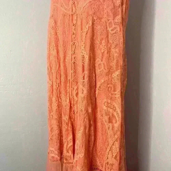 Torrid Coral Lace Crochet Button Front Layered Skater Dress 1 1X 14/16 - Picture 6 of 12